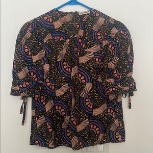 Ulla Johnson Black and Blue Patterned Blouse